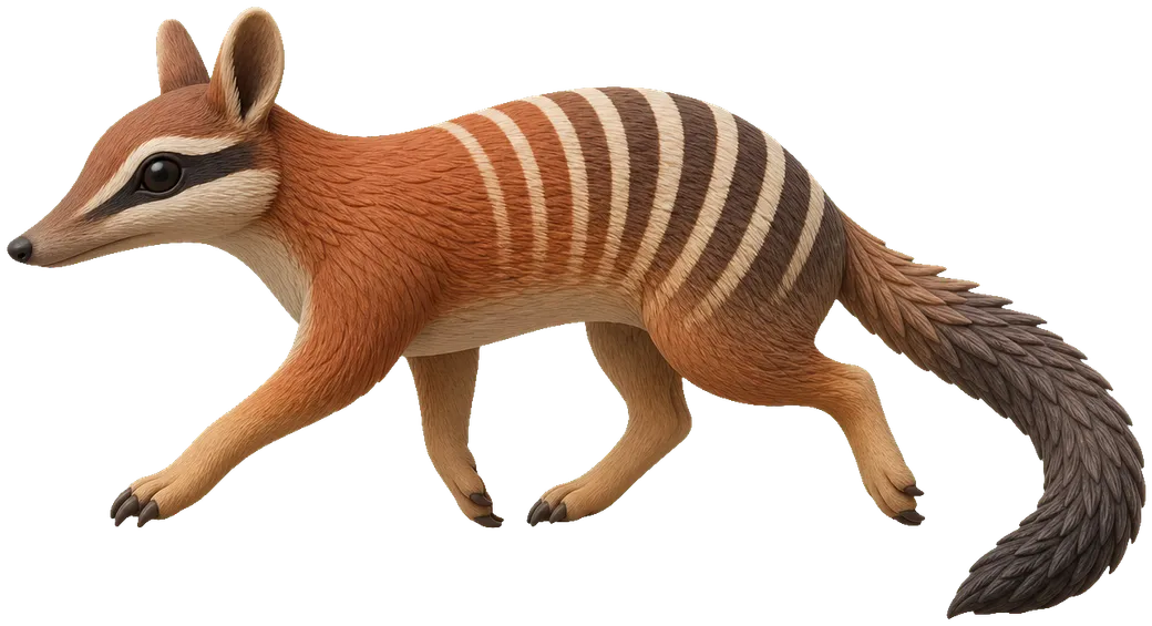 A matte vinyl collectible figure of a numbat, the striped Australian marsupial Numbat is named after